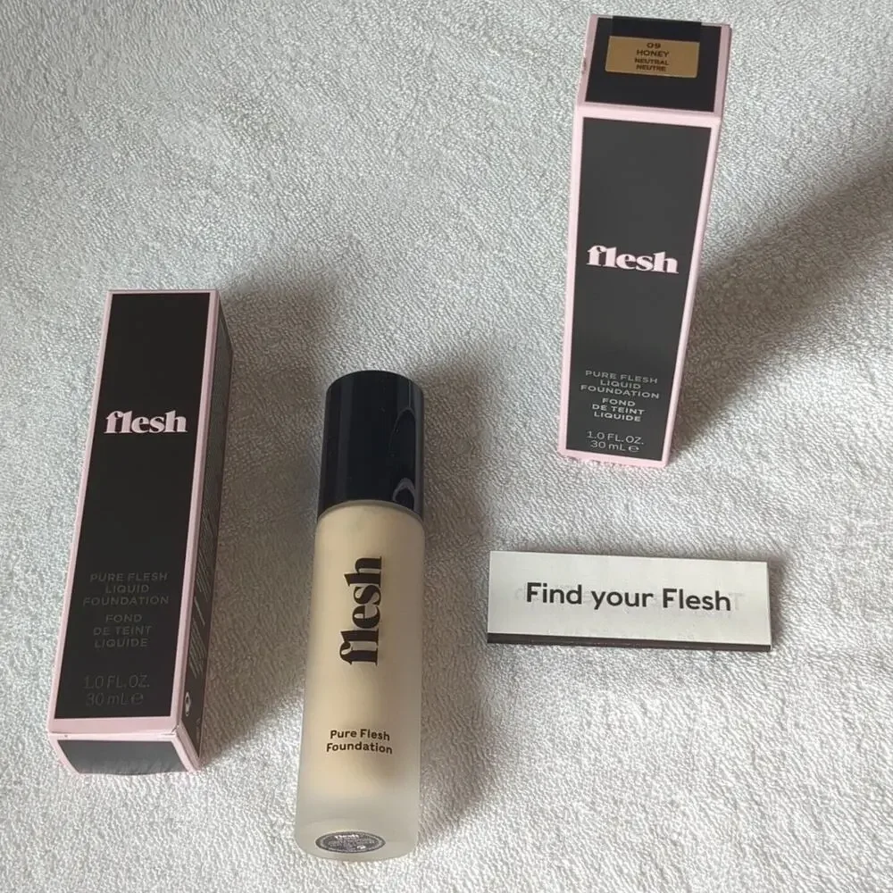 FLESH Pure Flesh Liquid Foundation Lot 09 HONEY NEUTRAL Skin Clean NIB Lot of 2‎